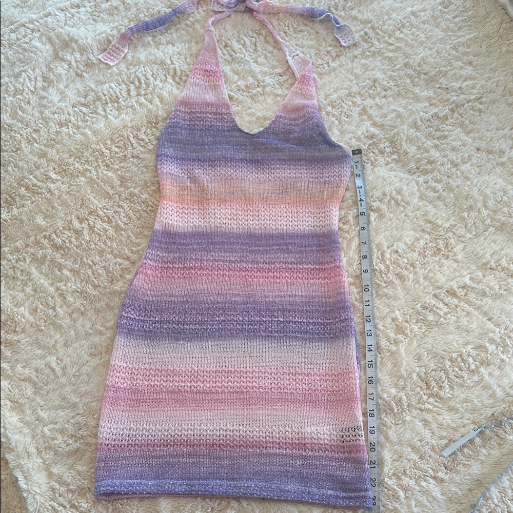 SHEIN Multicolor Striped Halter Mini Dress